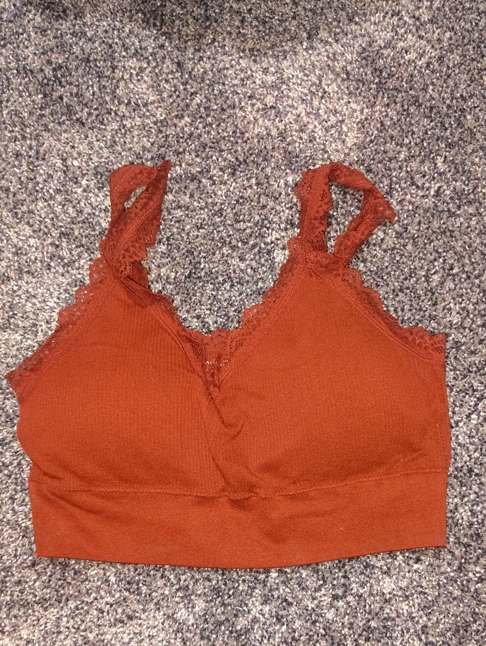 Maurices Ribbed Lace-Trim Bralette in Rust